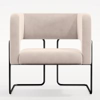 Poltrona Base De Aço Preto Veludo Bege C-309 - 6