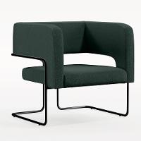 Poltrona Base De Aço Preto Linho Verde C-117 - 1