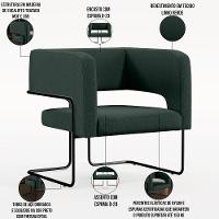 Poltrona Base De Aço Preto Linho Verde C-117 - 5