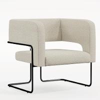 Poltrona Base De Aço Preto Linho Champagne A-49 - 2