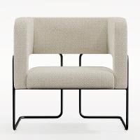 Poltrona Base De Aço Preto Linho Champagne A-49 - 10