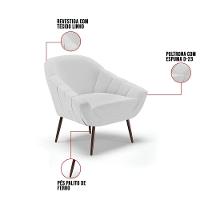 Kit 02 Poltronas Linho Cinza A05 Pés Palito Ferro - 3