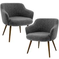 Kit 02 Poltronas Pés Palito Jade D02 Linho Chumbo D-469 - 1