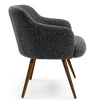 Kit 02 Poltronas Pés Palito Jade D02 Linho Chumbo D-469 - 5