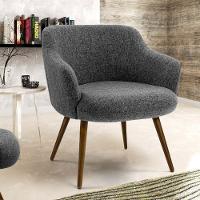 Kit 02 Poltronas Pés Palito Jade D02 Linho Chumbo D-469 - 14