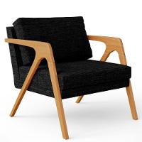 Kit 02 Poltronas Estrutura De Madeira Linho Chumbo - 7