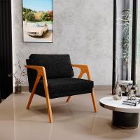 Kit 02 Poltronas Estrutura De Madeira Linho Chumbo - 8