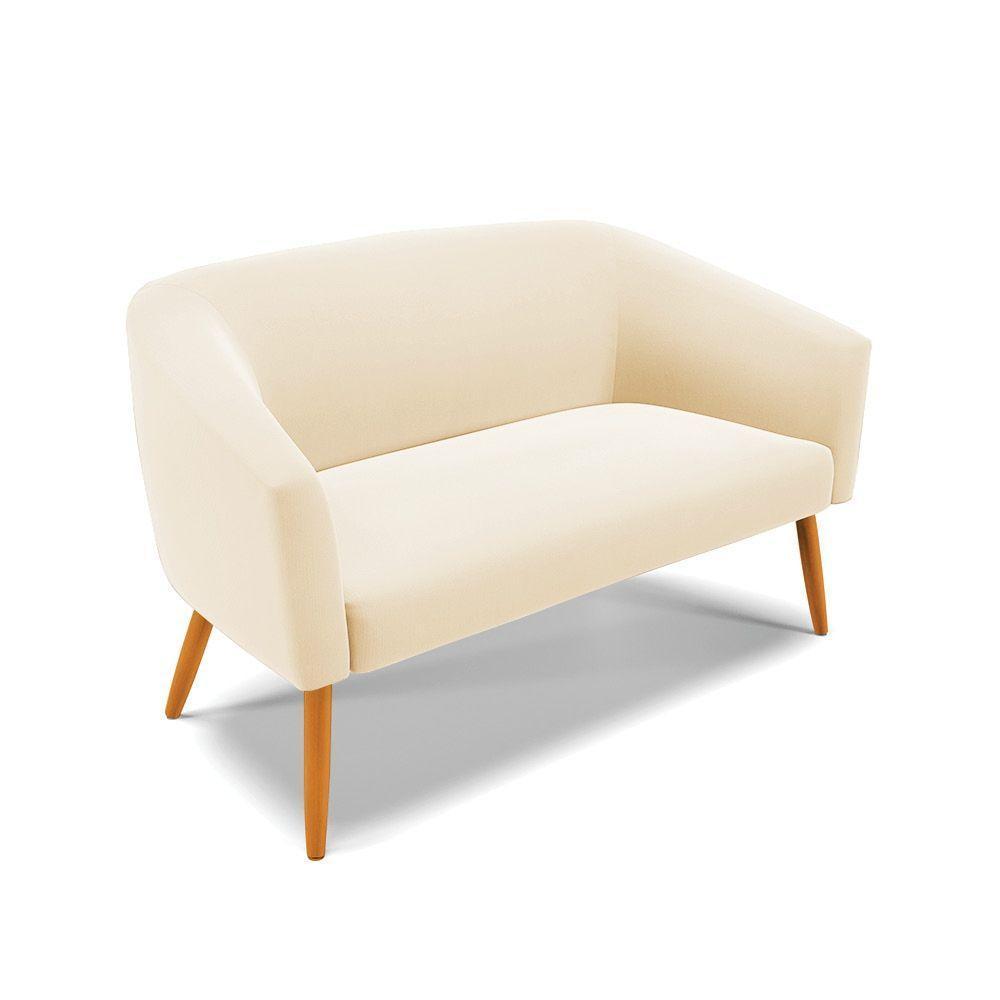 Namoradeira 02 Lugares Stella Suede Pés Palito Castanho - D'rossi Cor Cinza - 2