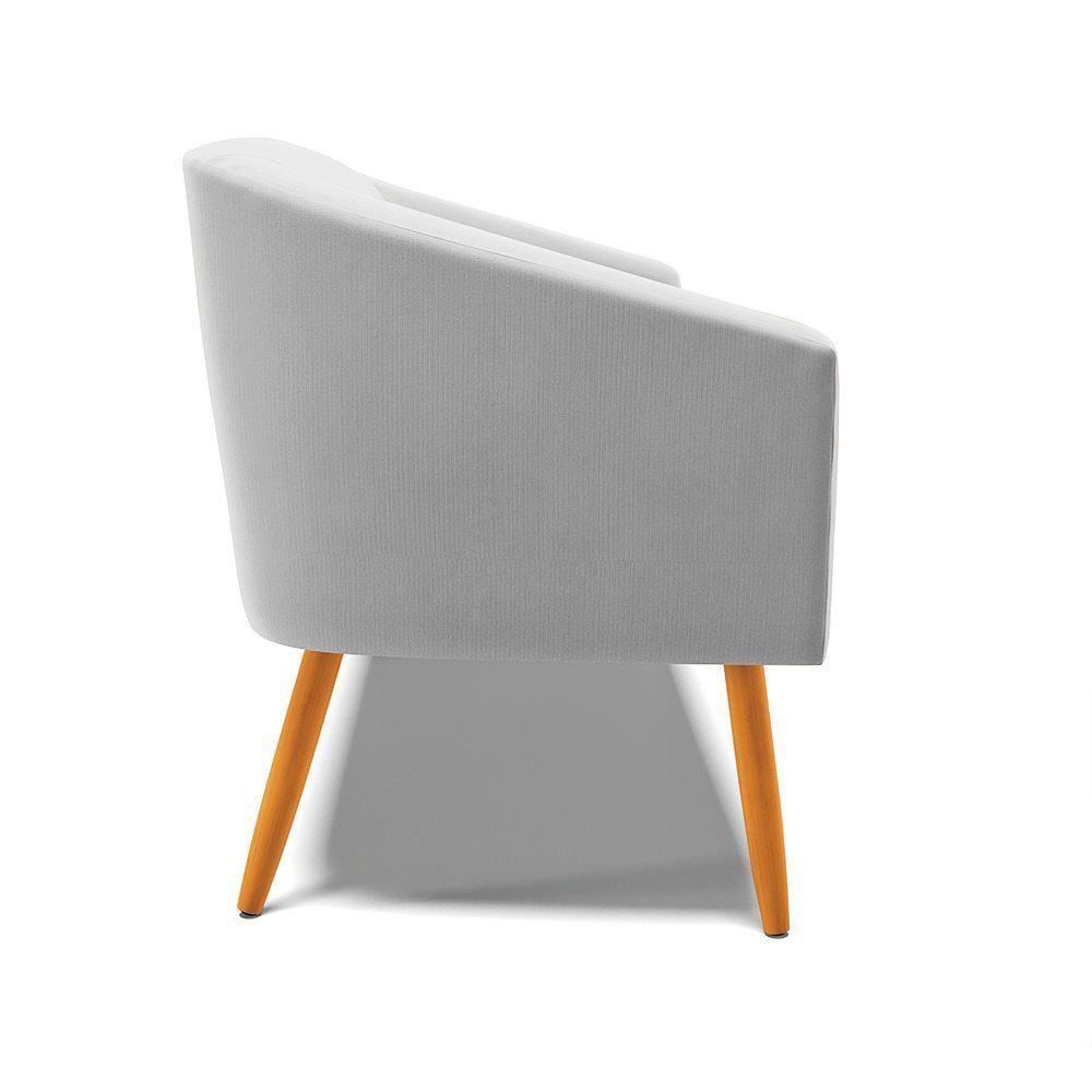 Namoradeira 02 Lugares Stella Suede Pés Palito Castanho - D'rossi Cor Cinza - 11