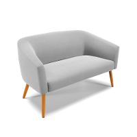 Namoradeira 02 Lugares Stella Suede Pés Palito Castanho - D'rossi Cor Cinza - 1