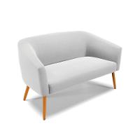 Namoradeira 02 Lugares Stella Suede Pés Palito Castanho - D'rossi Cor Cinza - 3