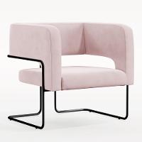 Poltrona Base De Aço Preto Veludo Rosê C-305 - 1