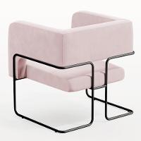 Poltrona Base De Aço Preto Veludo Rosê C-305 - 2