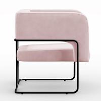 Poltrona Base De Aço Preto Veludo Rosê C-305 - 3