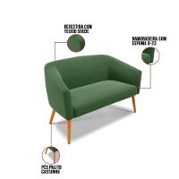 Namoradeira 02 Lugares Stella Suede Pés Palito Castanho - D'rossi Cor Verde