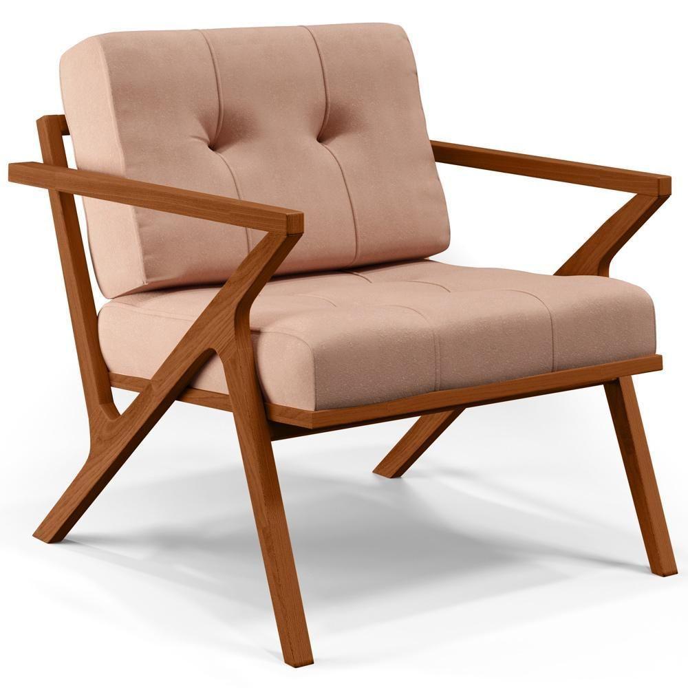 Poltrona Com Cintas De Corano Laís Linho Rosê - 1