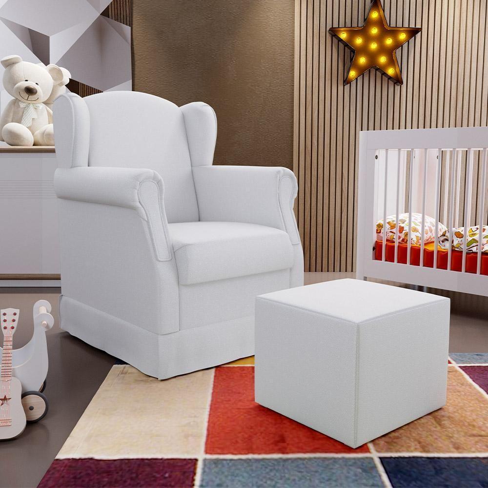 Poltrona Com Balanço E Puff Elisa P02 Facto Branco - 8