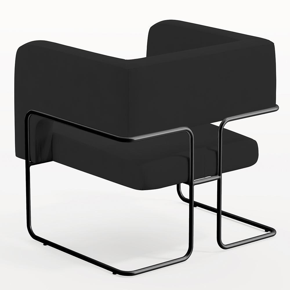 Poltrona Base De Aço Preto Veludo Preto C-300 - 2