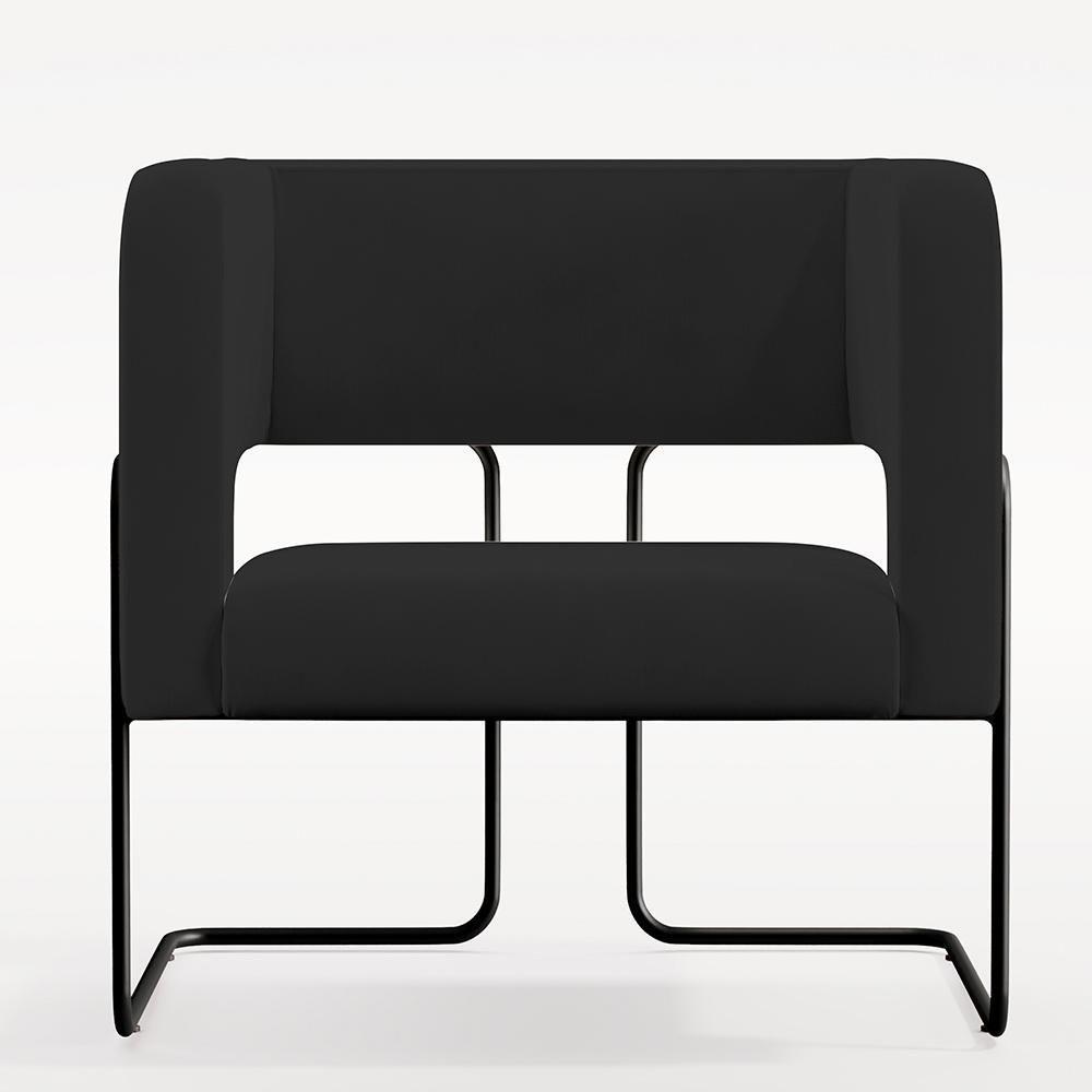 Poltrona Base De Aço Preto Veludo Preto C-300 - 6