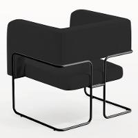 Poltrona Base De Aço Preto Veludo Preto C-300