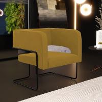 Poltrona Base De Aço Preto Veludo Mostarda C-260 - 7