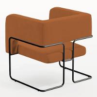 Poltrona Base De Aço Preto Veludo Telha C-262 - 2