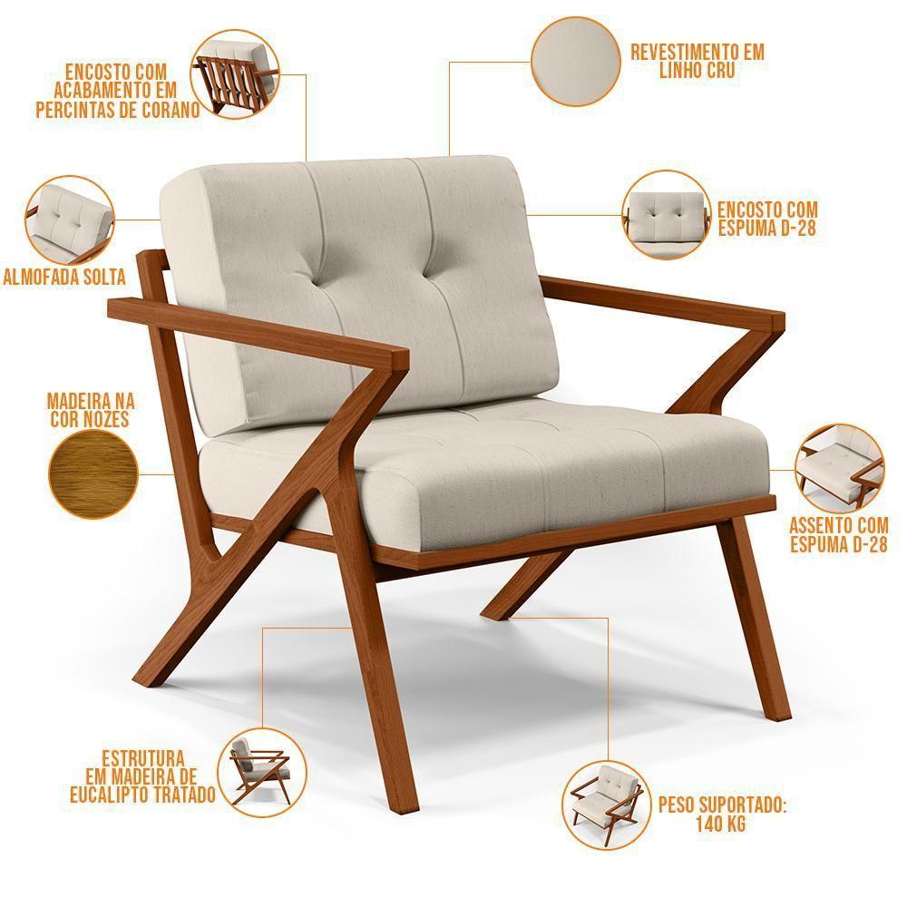 Poltrona Com Cintas De Corano Laís Linho Cru - 6