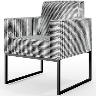Poltrona Helô L02 Pied Poule Base Fixa De Metal Suede Preto Lyam Decor