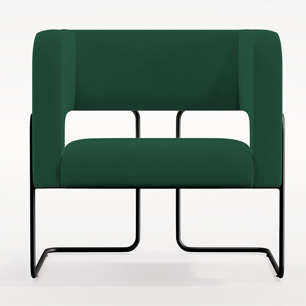 Poltrona Base De Aço Preto Veludo Verde C-303 - 6