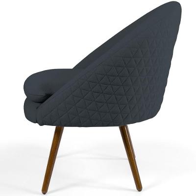 Poltrona Fixa Rafa D02 Pés Palito Linho Cinza Lyam Decor