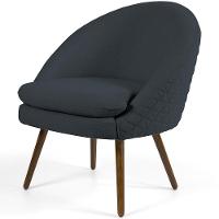 Poltrona Fixa Pés Palito Rafa D02 Tressê Linho Chumbo D-465 - 1