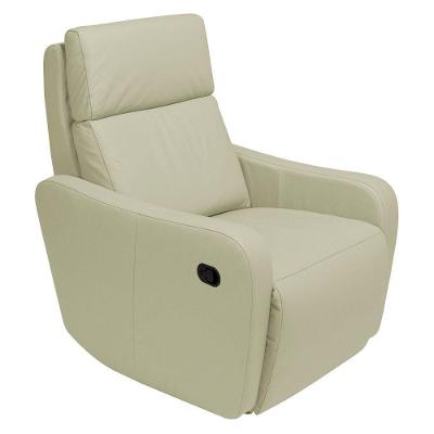 Poltrona Decorativa Reclinável Manual Moroni Couro Off White