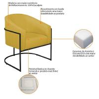 Poltrona Decorativa Sala De Estar Recepção Luiza Base De Ferro Preto Suede - Amarena Móveis Amarelo - 6
