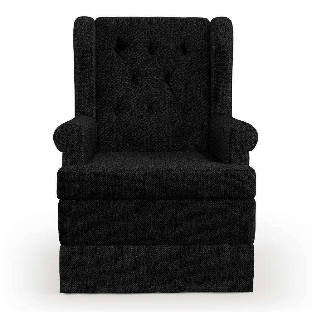 Poltrona E Puff Helena P02 Capitonê Linho Chumbo - 7