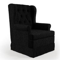 Poltrona E Puff Helena P02 Capitonê Linho Chumbo