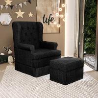 Poltrona E Puff Helena P02 Capitonê Linho Chumbo - 8