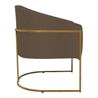 Poltrona Decorativa Sala De Estar Recepção Luiza Base De Ferro Dourado Suede - Amarena Móveis Marrom - 6