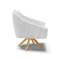 Poltrona Giratória Linho Base Madeira Ma30 A05 Cinza - 6