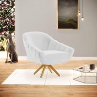 Poltrona Giratória Linho Base Madeira Ma30 A05 Cinza - 8