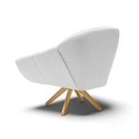 Poltrona Giratória Linho Cinza A05 Base Madeira Ma30 - 5