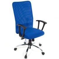 Poltrona Presidente Base Cromada Linha Tela Mesh Azul - 1