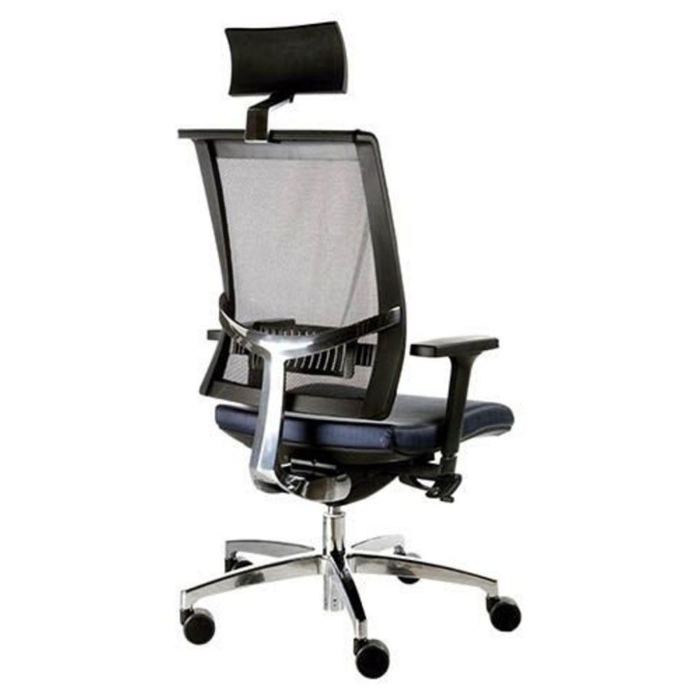 Poltrona Presidente com Encosto Tela Mesh Net Design Azul - 2
