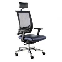 Poltrona Presidente com Encosto Tela Mesh Net Design Azul - 1