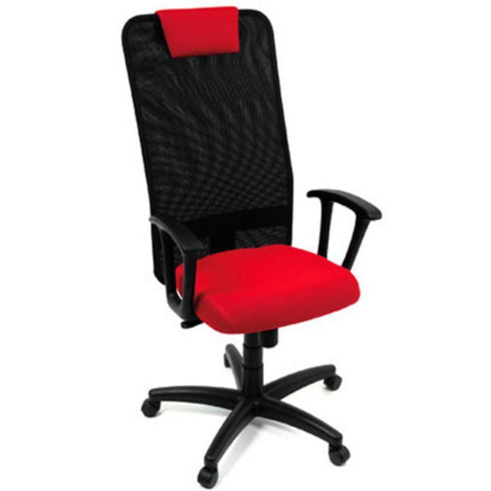 Poltrona Presidente com Apoio de Cabeça Tela Mesh Vermelho - 2