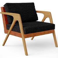 Poltrona Pietra Couríssimo Camel Linho Chumbo - 1