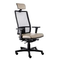 Poltrona Presidente com Encosto Tela Mesh Design Bege - 2