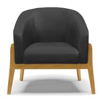 Poltrona Stella Corino Base Madeira Castanho - D'rossi Cor Preto - 7