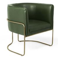 Poltrona Fixa Base De Aço Bronze Corano Verde Musgo B-89 - 1