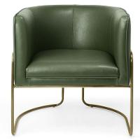 Poltrona Fixa Base De Aço Bronze Corano Verde Musgo B-89 - 16