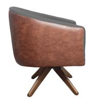 Kit 02 Poltronas Base Giratória De Madeira Nozes Chumbo